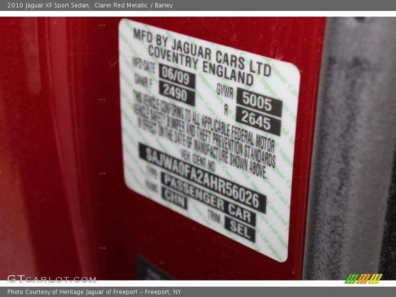 2010 XF Sport Sedan Claret Red Metallic Color Code CHN