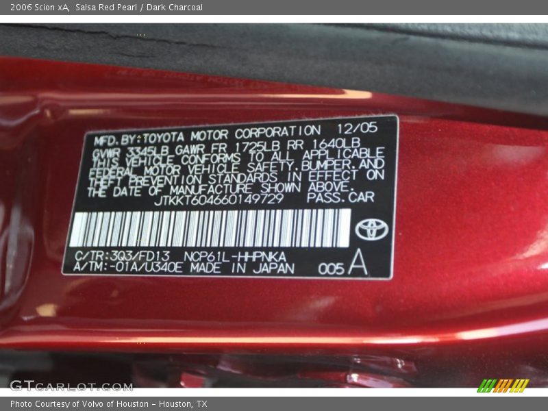 2006 xA  Salsa Red Pearl Color Code 3Q3