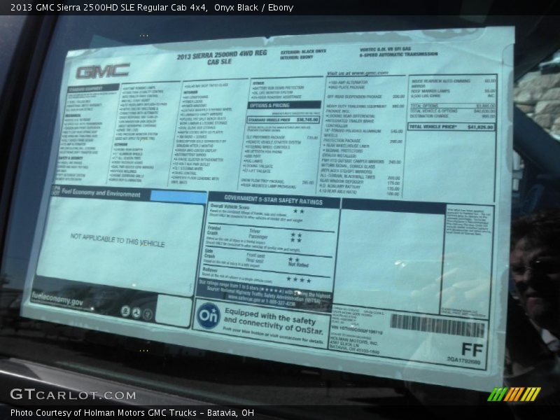  2013 Sierra 2500HD SLE Regular Cab 4x4 Window Sticker