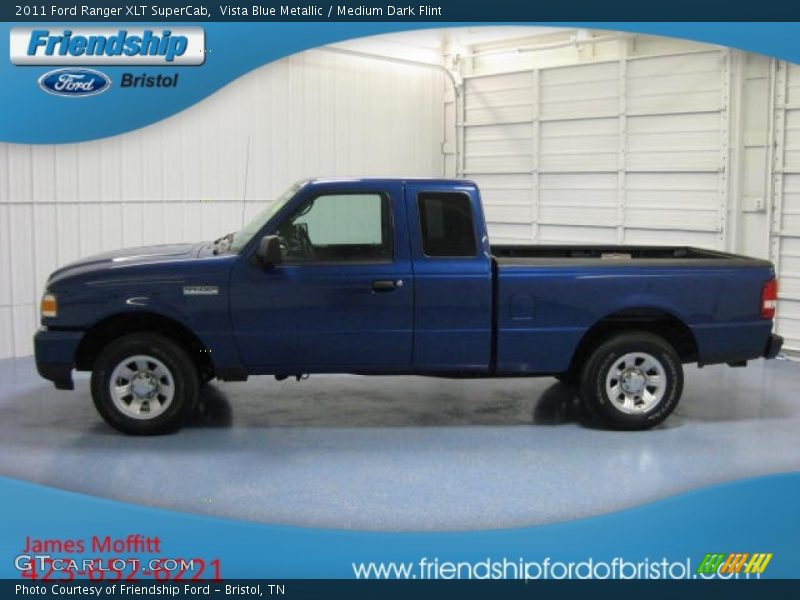 Vista Blue Metallic / Medium Dark Flint 2011 Ford Ranger XLT SuperCab