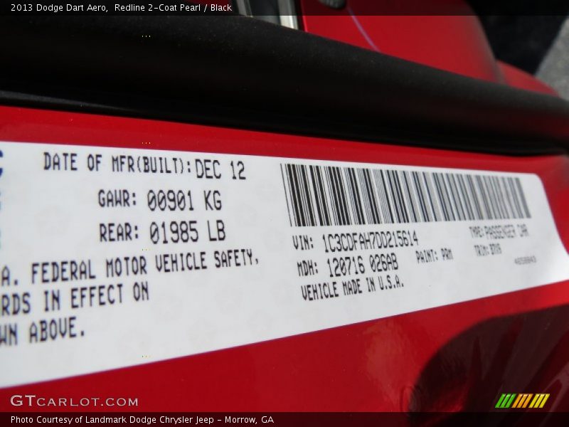 Redline 2-Coat Pearl / Black 2013 Dodge Dart Aero