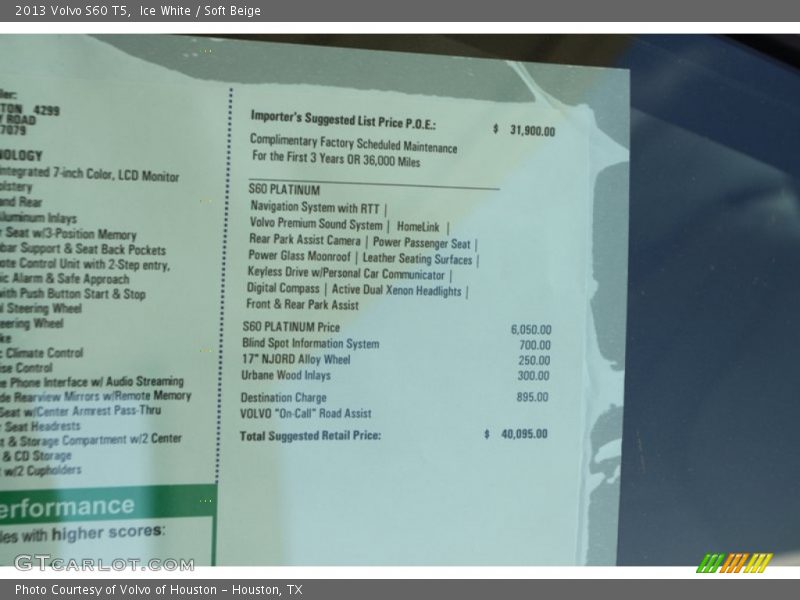 Ice White / Soft Beige 2013 Volvo S60 T5