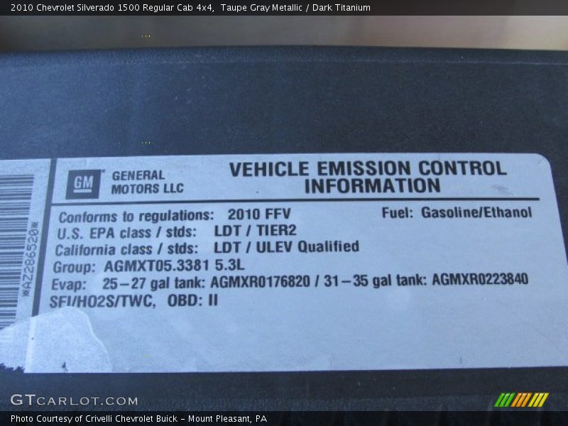 Taupe Gray Metallic / Dark Titanium 2010 Chevrolet Silverado 1500 Regular Cab 4x4