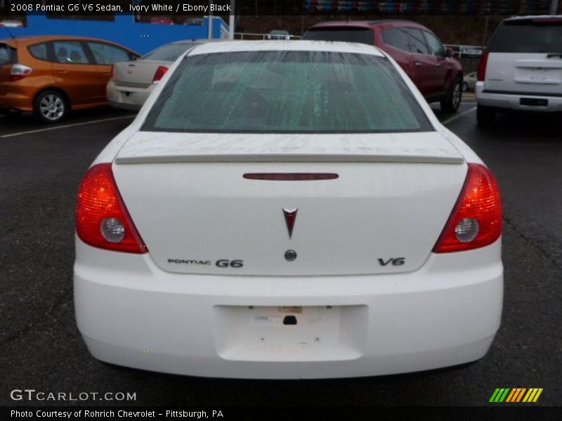 Ivory White / Ebony Black 2008 Pontiac G6 V6 Sedan