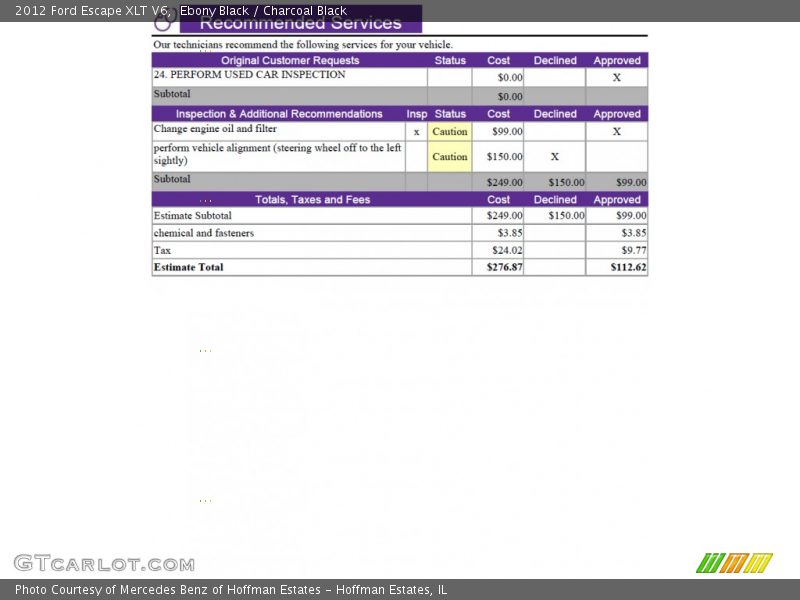 Ebony Black / Charcoal Black 2012 Ford Escape XLT V6