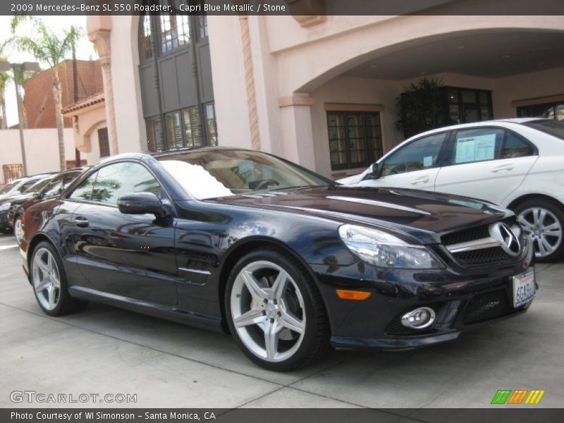 Capri Blue Metallic / Stone 2009 Mercedes-Benz SL 550 Roadster