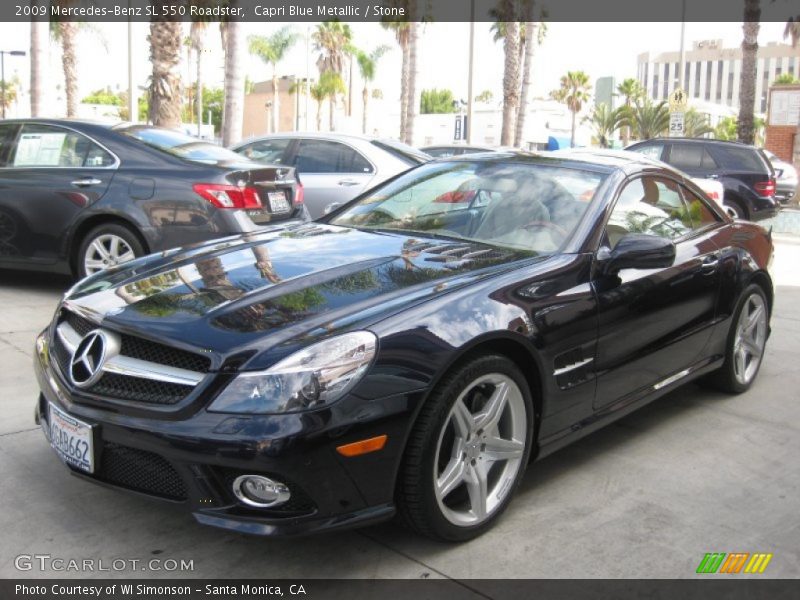 Capri Blue Metallic / Stone 2009 Mercedes-Benz SL 550 Roadster