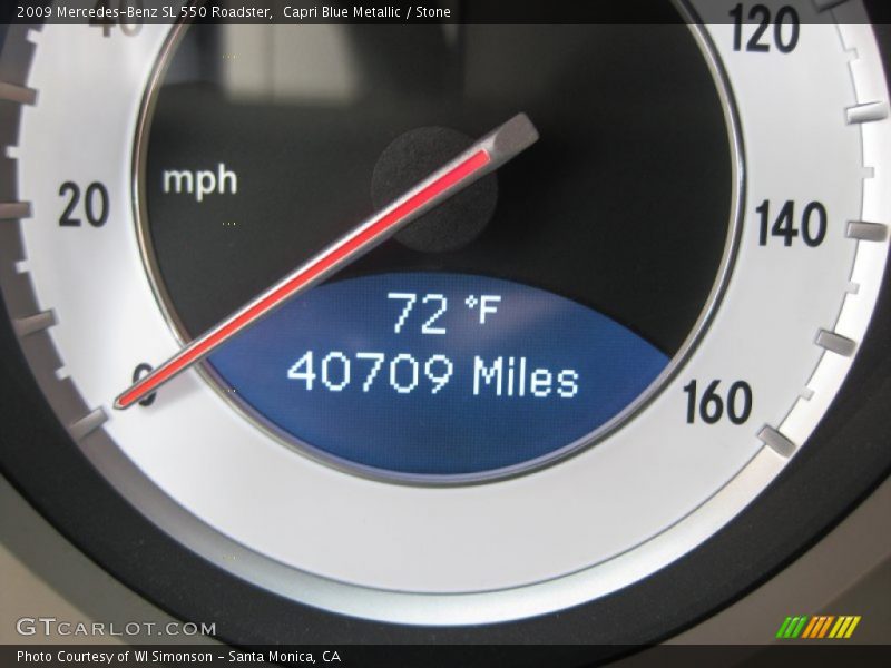 Capri Blue Metallic / Stone 2009 Mercedes-Benz SL 550 Roadster