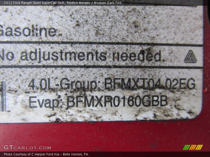 Redfire Metallic / Medium Dark Flint 2011 Ford Ranger Sport SuperCab 4x4