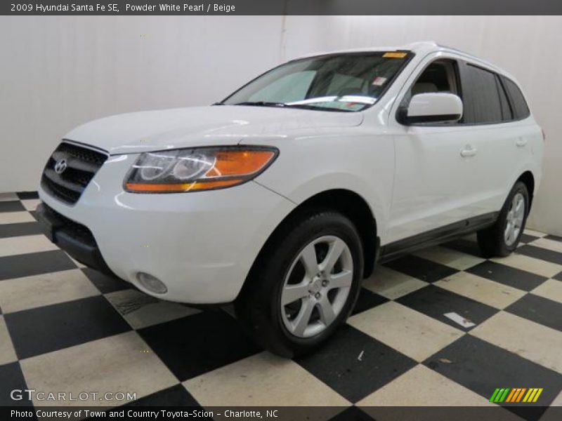 Powder White Pearl / Beige 2009 Hyundai Santa Fe SE