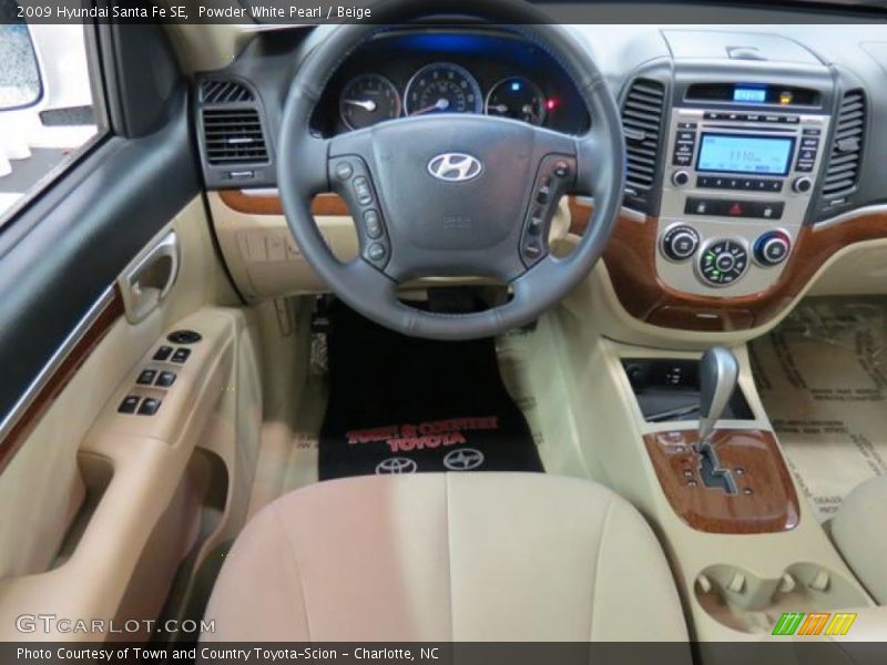 Powder White Pearl / Beige 2009 Hyundai Santa Fe SE