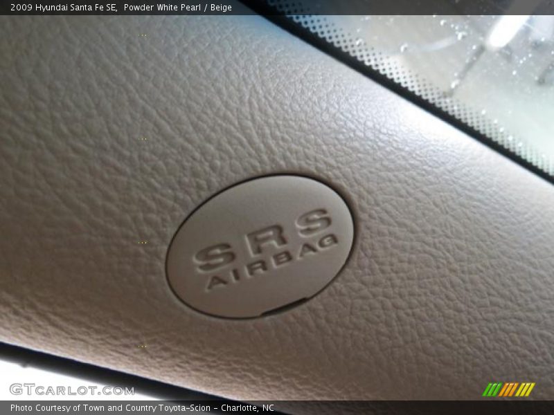 Powder White Pearl / Beige 2009 Hyundai Santa Fe SE