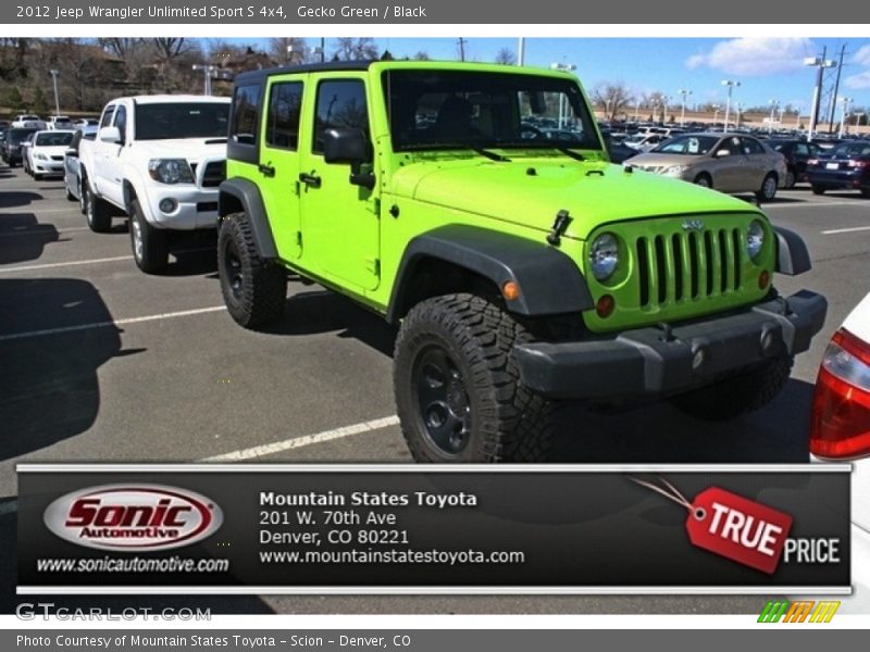Gecko Green / Black 2012 Jeep Wrangler Unlimited Sport S 4x4