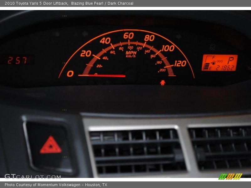 Blazing Blue Pearl / Dark Charcoal 2010 Toyota Yaris 5 Door Liftback