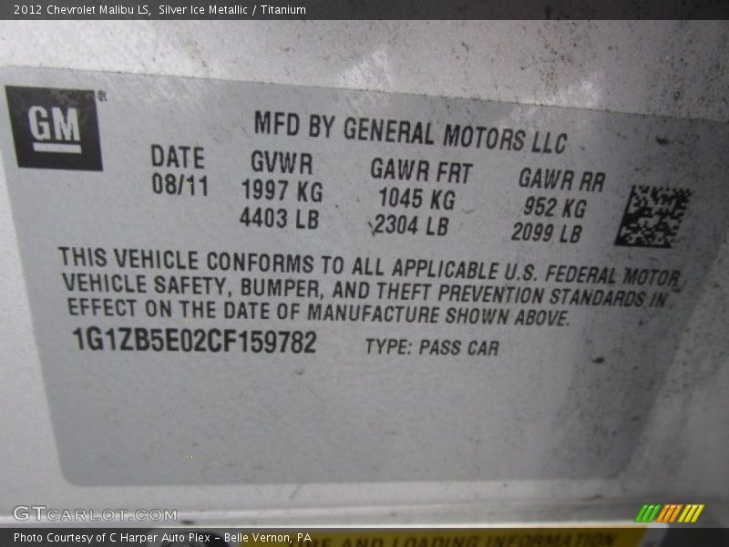Silver Ice Metallic / Titanium 2012 Chevrolet Malibu LS