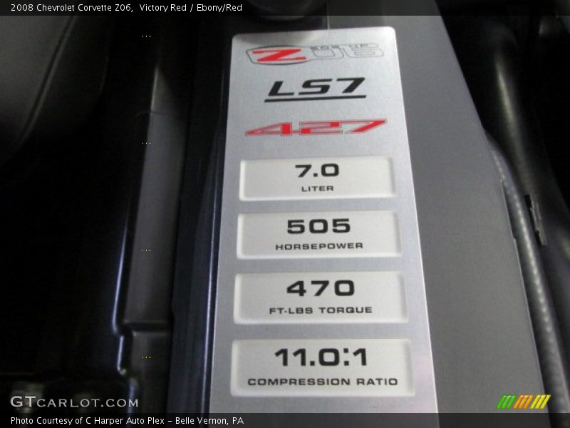 Info Tag of 2008 Corvette Z06