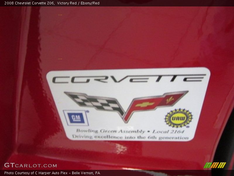 Info Tag of 2008 Corvette Z06
