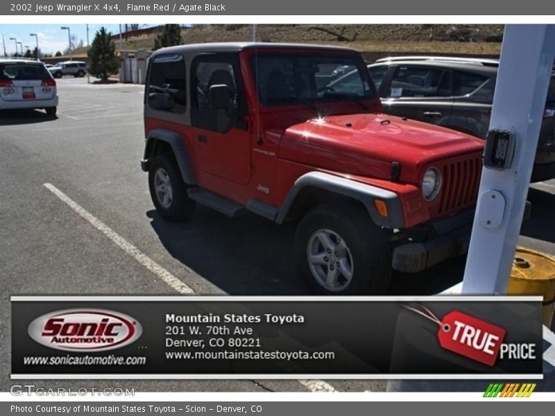 Flame Red / Agate Black 2002 Jeep Wrangler X 4x4