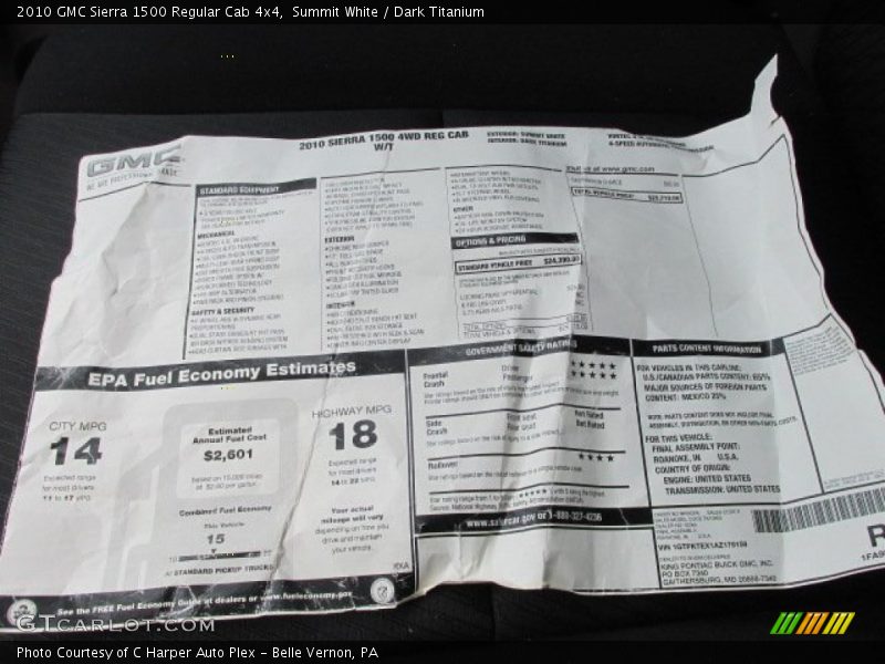 Summit White / Dark Titanium 2010 GMC Sierra 1500 Regular Cab 4x4