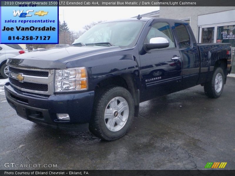 Imperial Blue Metallic / Dark Cashmere/Light Cashmere 2010 Chevrolet Silverado 1500 LTZ Extended Cab 4x4