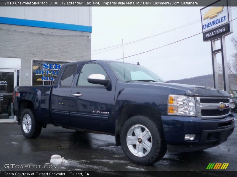 Imperial Blue Metallic / Dark Cashmere/Light Cashmere 2010 Chevrolet Silverado 1500 LTZ Extended Cab 4x4