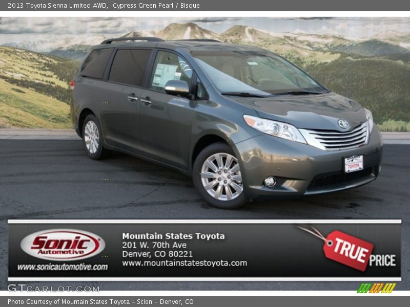 Cypress Green Pearl / Bisque 2013 Toyota Sienna Limited AWD