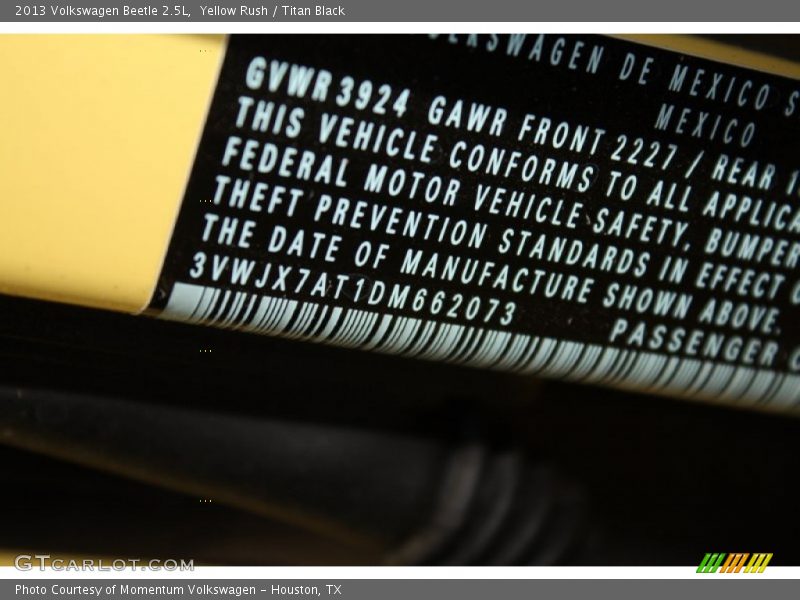Yellow Rush / Titan Black 2013 Volkswagen Beetle 2.5L