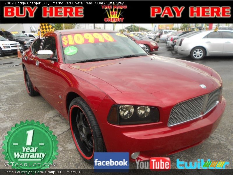 Inferno Red Crystal Pearl / Dark Slate Gray 2009 Dodge Charger SXT