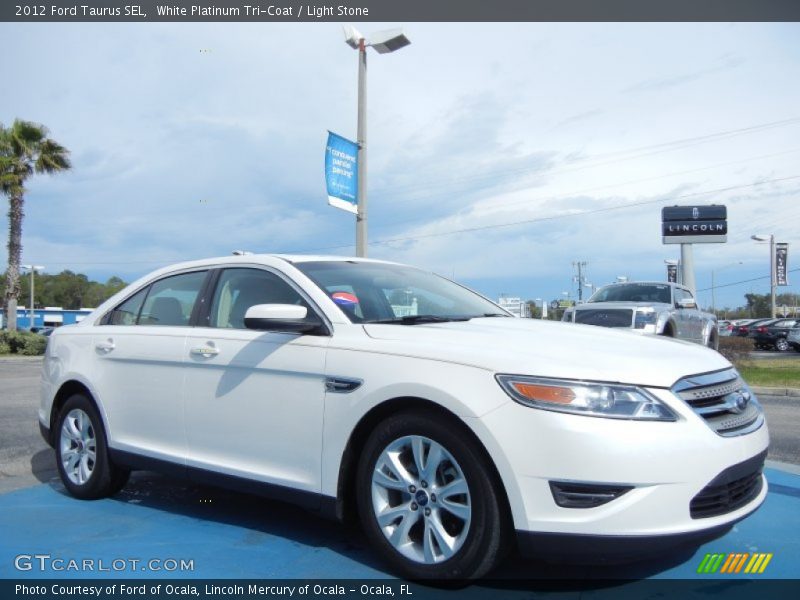 White Platinum Tri-Coat / Light Stone 2012 Ford Taurus SEL