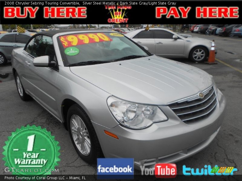 Silver Steel Metallic / Dark Slate Gray/Light Slate Gray 2008 Chrysler Sebring Touring Convertible