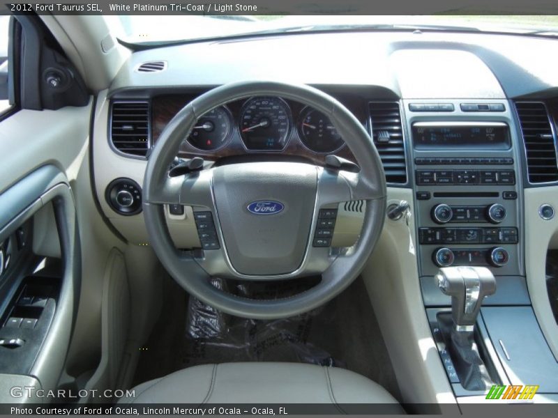 White Platinum Tri-Coat / Light Stone 2012 Ford Taurus SEL