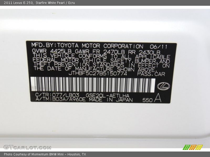 077 - 2011 Lexus IS 250