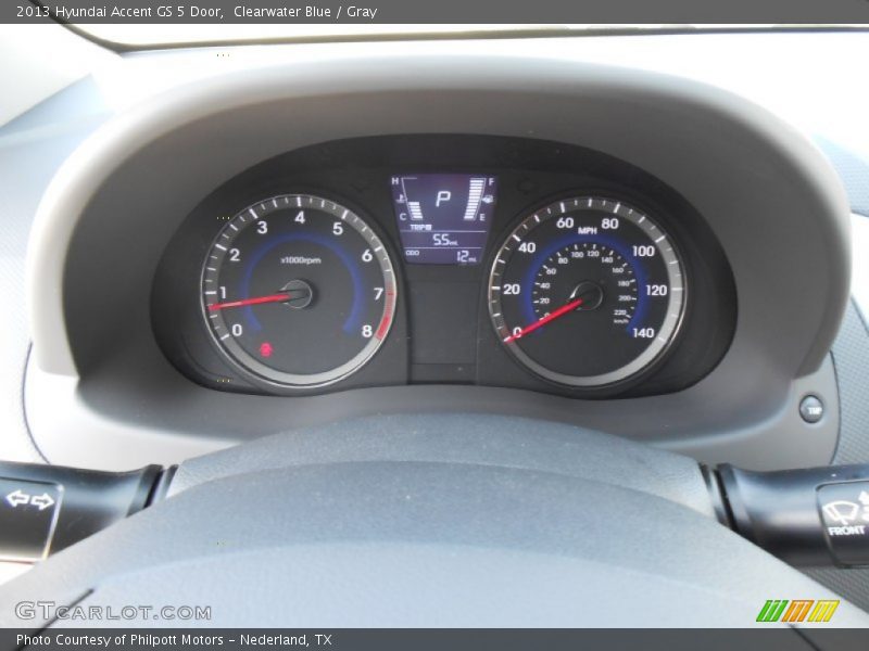 Clearwater Blue / Gray 2013 Hyundai Accent GS 5 Door