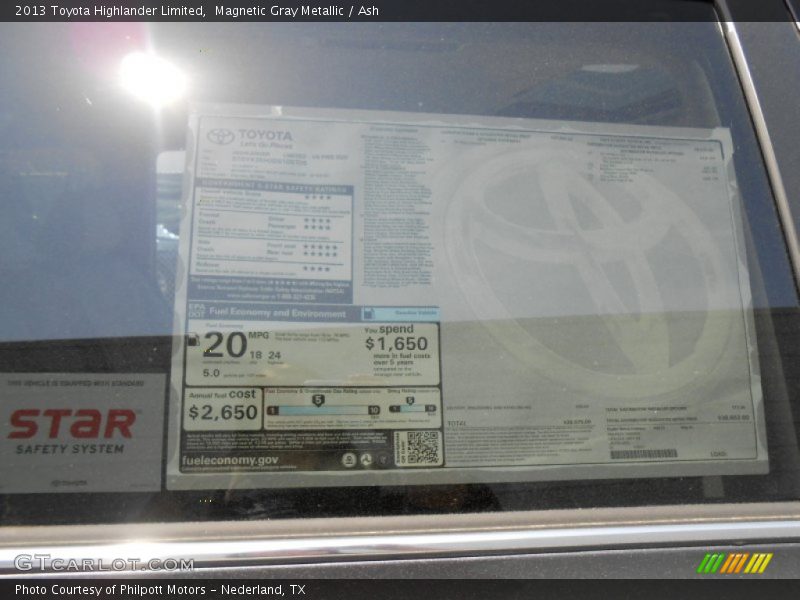 Magnetic Gray Metallic / Ash 2013 Toyota Highlander Limited