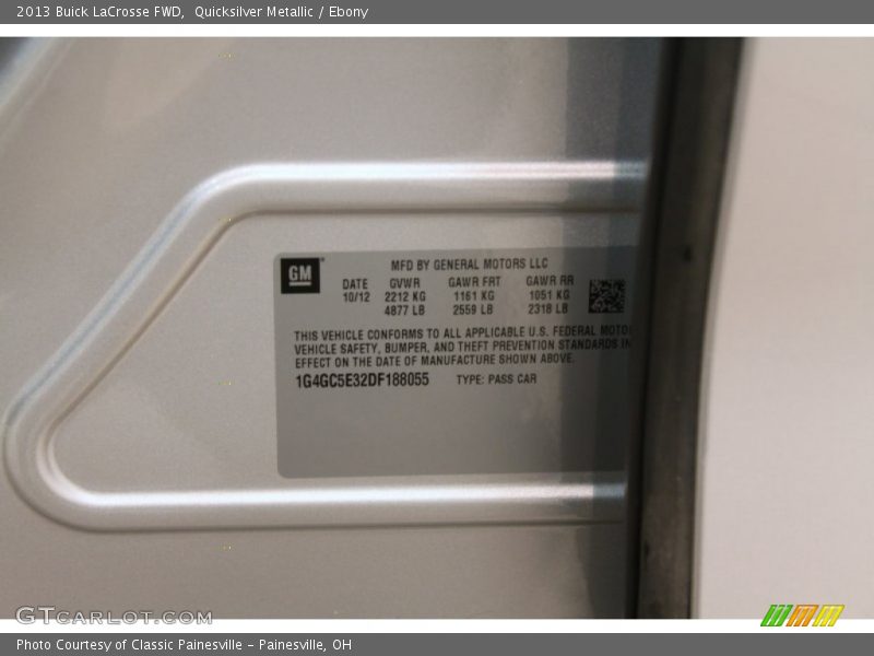 Quicksilver Metallic / Ebony 2013 Buick LaCrosse FWD