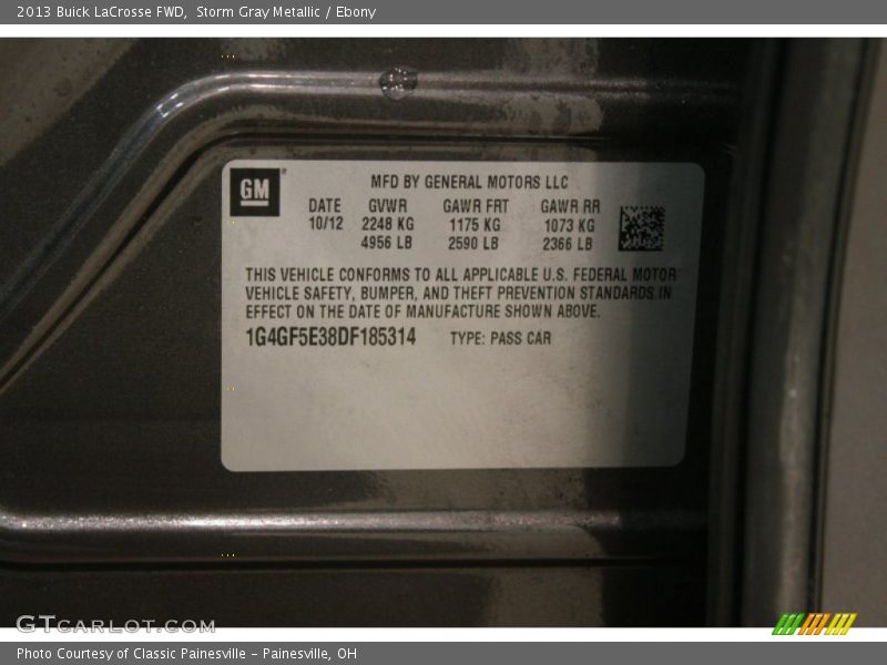 Storm Gray Metallic / Ebony 2013 Buick LaCrosse FWD