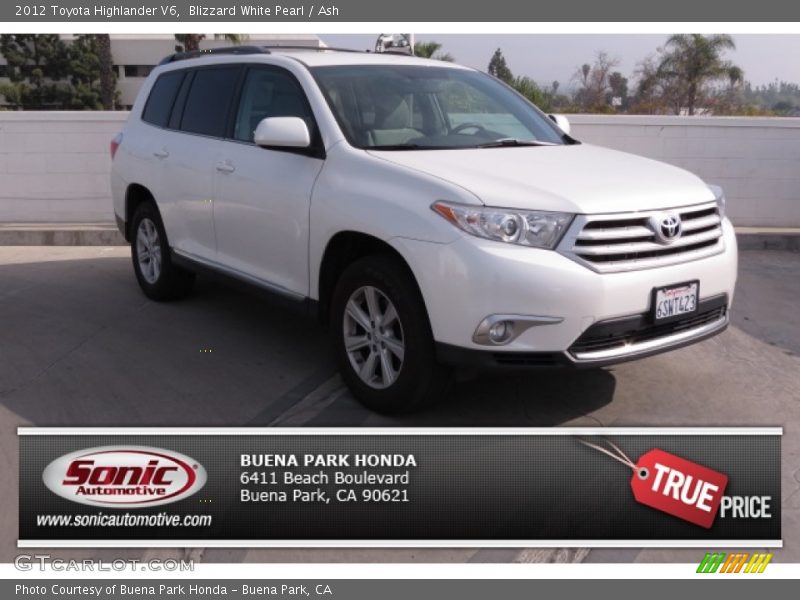 Blizzard White Pearl / Ash 2012 Toyota Highlander V6