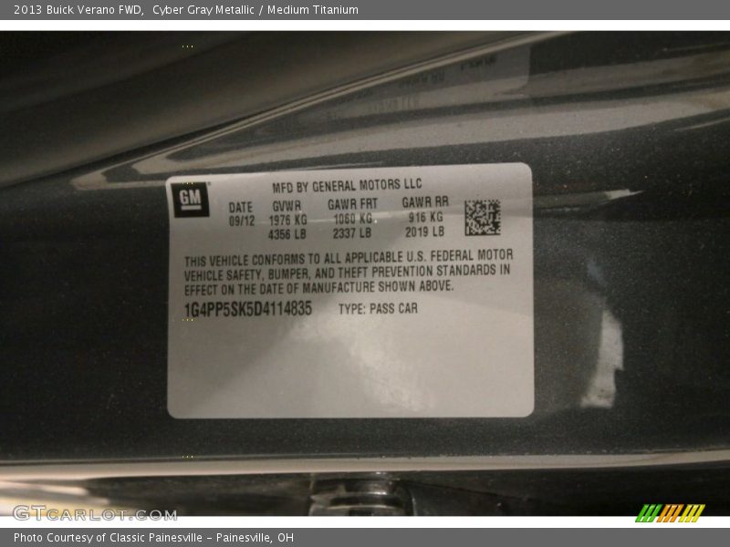 Cyber Gray Metallic / Medium Titanium 2013 Buick Verano FWD
