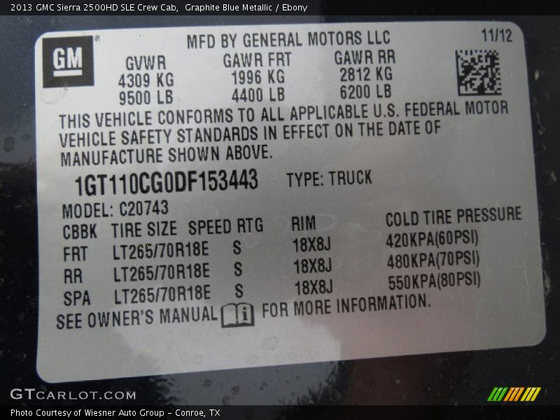 Graphite Blue Metallic / Ebony 2013 GMC Sierra 2500HD SLE Crew Cab