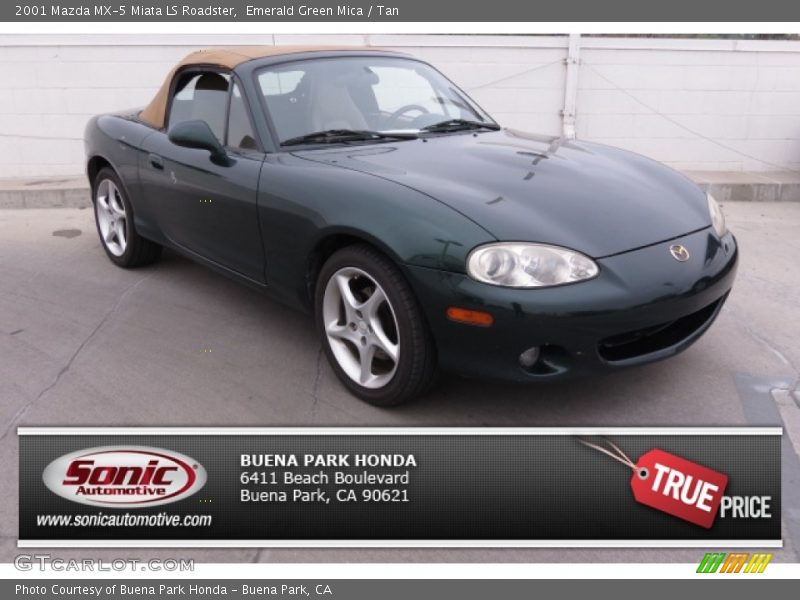 Emerald Green Mica / Tan 2001 Mazda MX-5 Miata LS Roadster