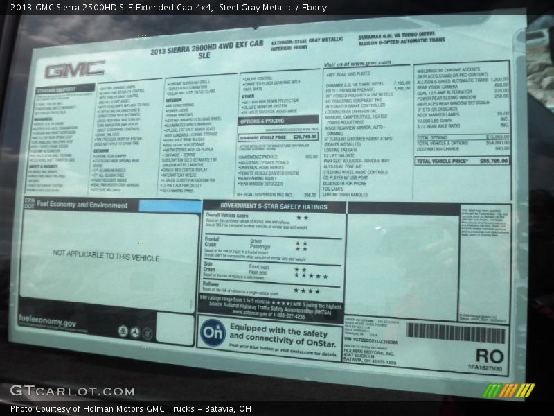  2013 Sierra 2500HD SLE Extended Cab 4x4 Window Sticker