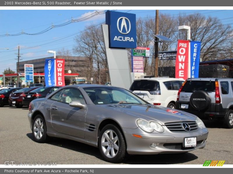 Pewter Silver Metallic / Stone 2003 Mercedes-Benz SL 500 Roadster