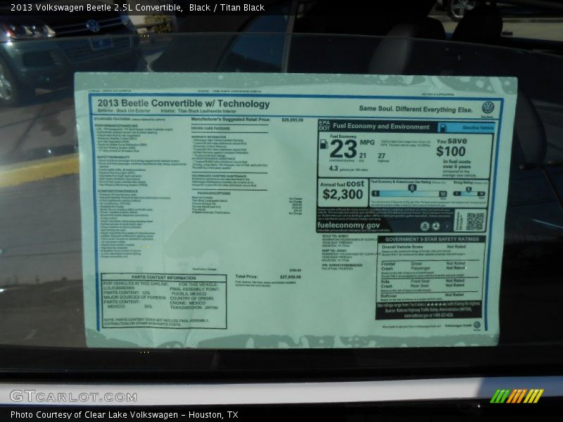 Black / Titan Black 2013 Volkswagen Beetle 2.5L Convertible