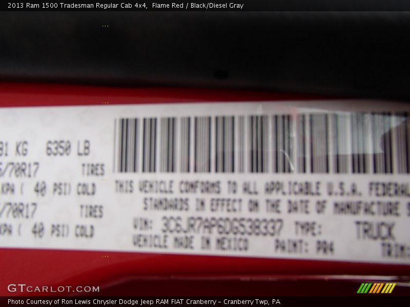 Flame Red / Black/Diesel Gray 2013 Ram 1500 Tradesman Regular Cab 4x4