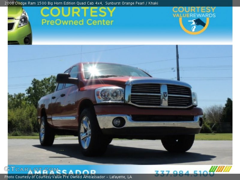Sunburst Orange Pearl / Khaki 2008 Dodge Ram 1500 Big Horn Edition Quad Cab 4x4