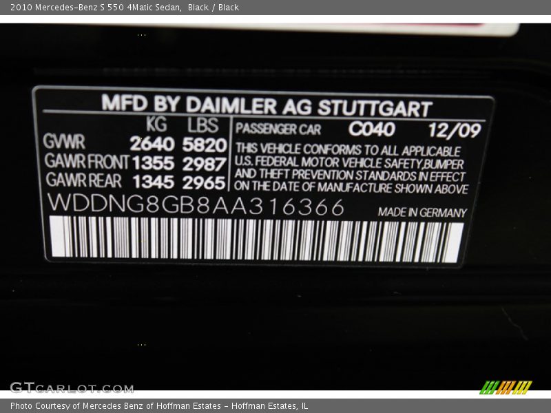 Black / Black 2010 Mercedes-Benz S 550 4Matic Sedan