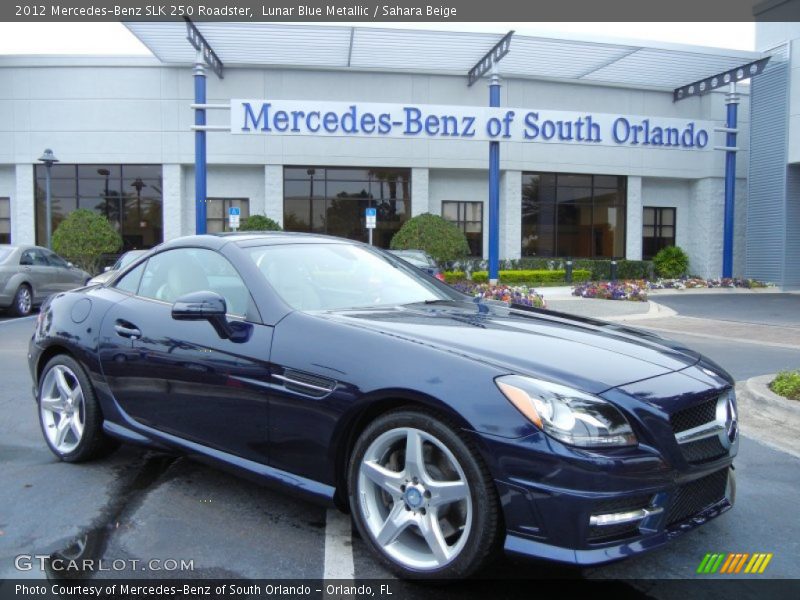 Lunar Blue Metallic / Sahara Beige 2012 Mercedes-Benz SLK 250 Roadster