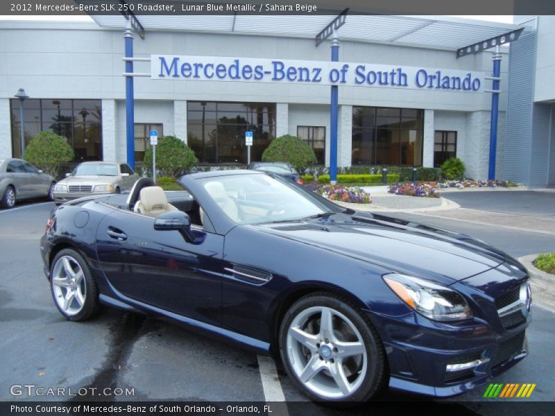 Lunar Blue Metallic / Sahara Beige 2012 Mercedes-Benz SLK 250 Roadster