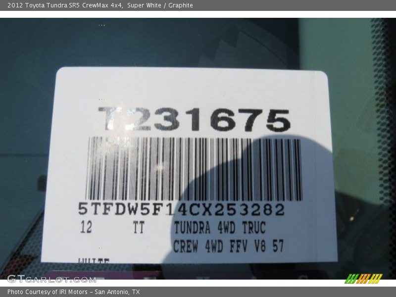 Super White / Graphite 2012 Toyota Tundra SR5 CrewMax 4x4