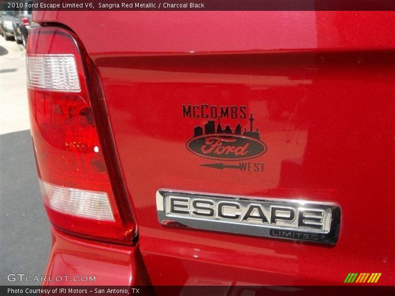 Sangria Red Metallic / Charcoal Black 2010 Ford Escape Limited V6